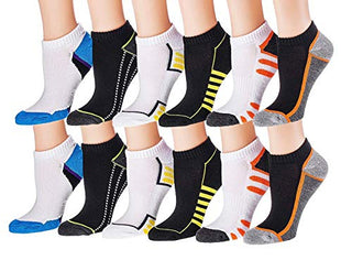 Tipi Toe Women's 12-Pairs Low Cut Athletic Sport Peformance Socks (Sporty Black & Whites)