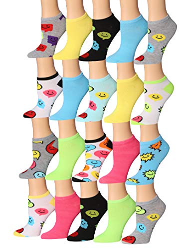 Tipi Toe Women's 20 Pairs Colorful Patterned Low Cut/No Show Socks NS161-20