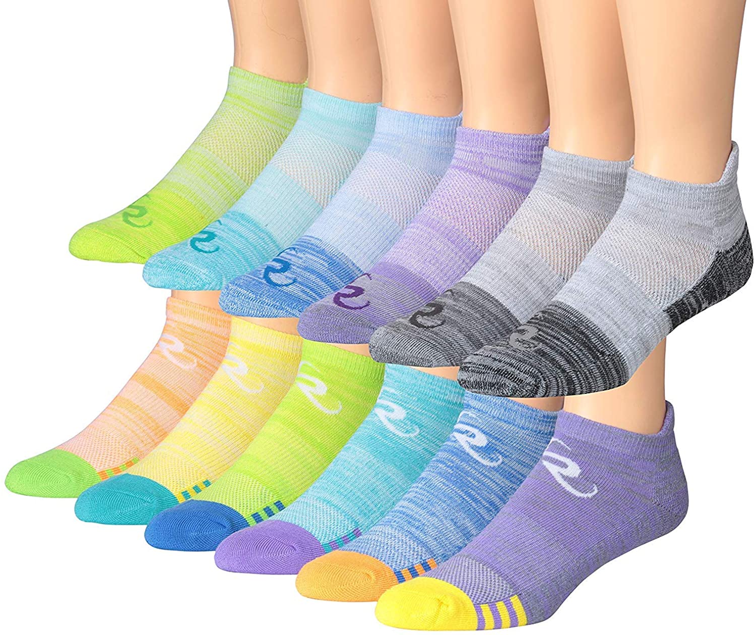 Ronnox Men's 12-Pairs Low Cut Running & Athletic Performance Socks Medium/Large MRLT02-AB