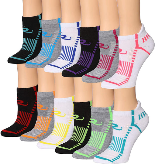 Ronnox Women's 12-Pairs Low Cut Running & Athletic Performance Tab Socks