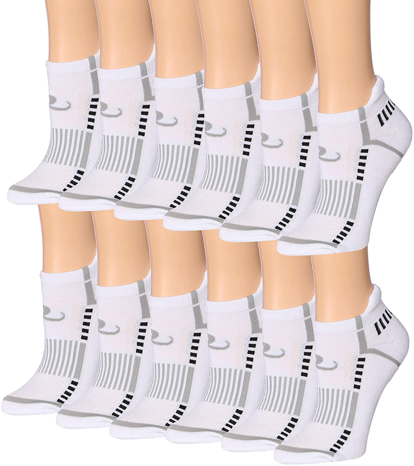 Ronnox Women's 12-Pairs Low Cut Running & Athletic Performance Tab Socks