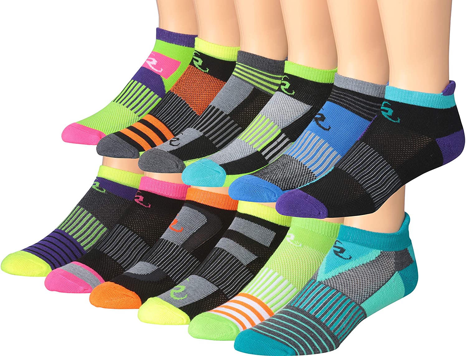 Ronnox Men's 12-Pairs Low Cut Running & Athletic Performance Socks Medium/Large MRLT02-AB