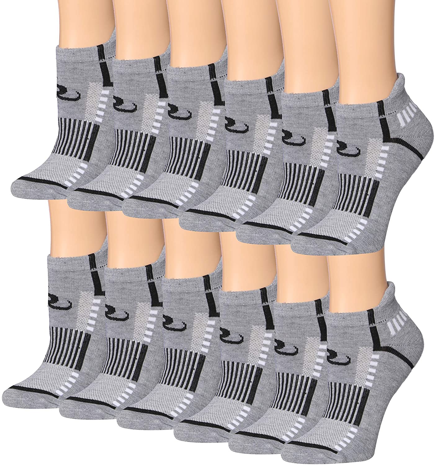 Ronnox Women's 12-Pairs Low Cut Running & Athletic Performance Tab Socks