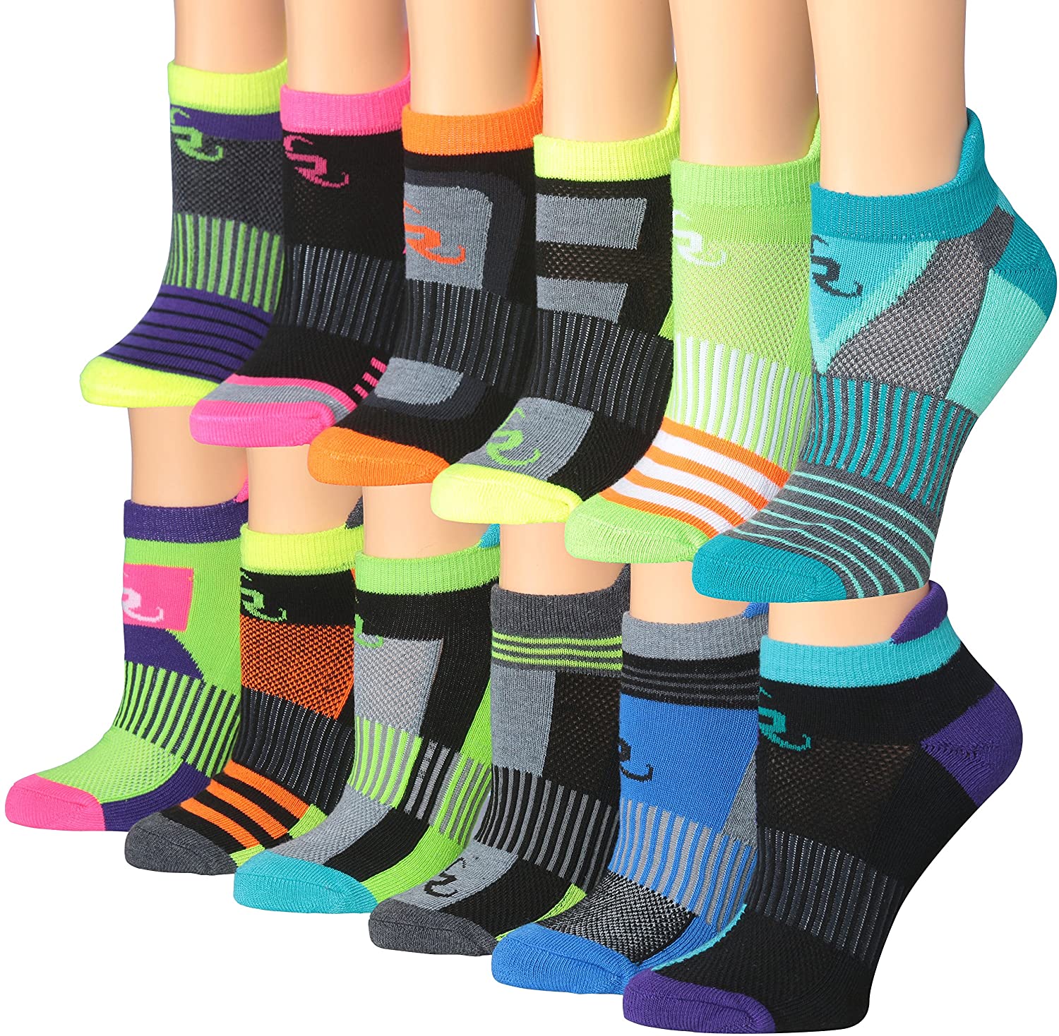 Ronnox Women's 12-Pairs Low Cut Running & Athletic Performance Socks