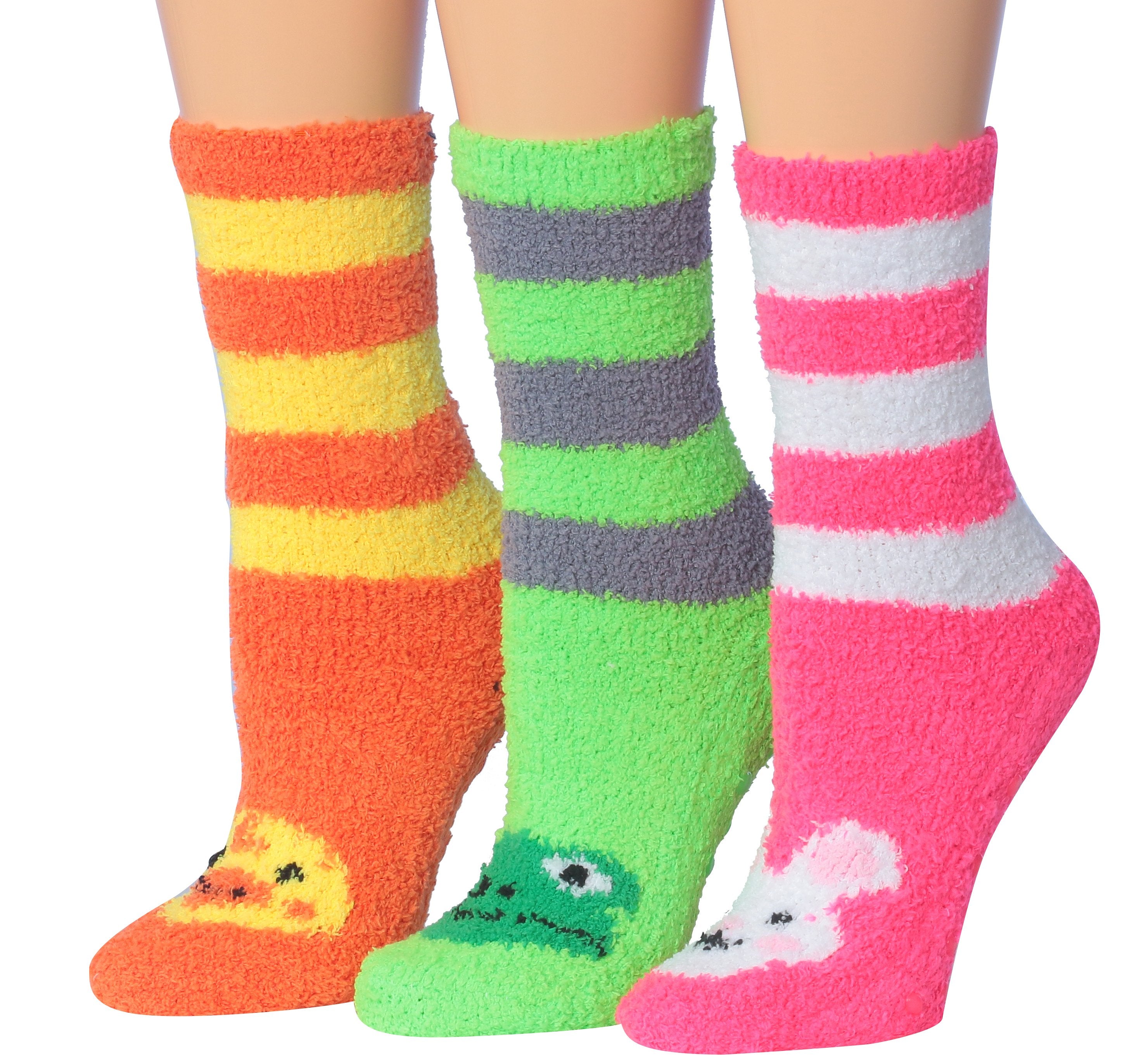 Tipi Toe Women's 3-Pairs Winter Snoflakes Anti-Skid Soft Fuzzy Crew Winter Socks