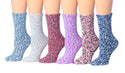 Tipi Toe Women's 6-Pairs Cozy Microfiber Anti-Skid Soft Fuzzy Crew Socks