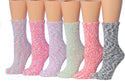 Tipi Toe Women's 6-Pairs Cozy Microfiber Anti-Skid Soft Fuzzy Crew Socks