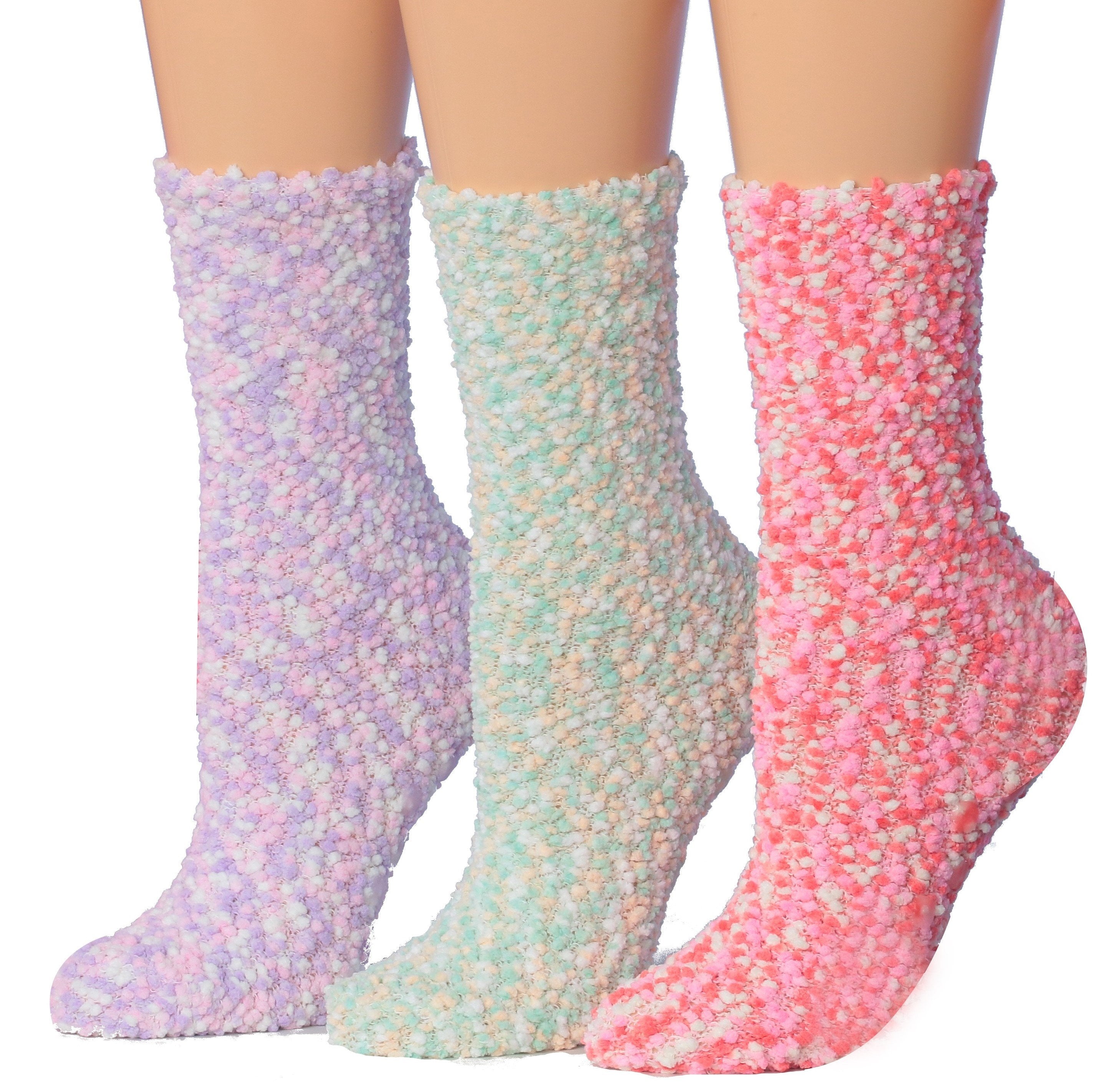 Tipi Toe Women's 3-Pairs Winter Snoflakes Anti-Skid Soft Fuzzy Crew Winter Socks