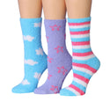 Tipi Toe Women's 3-Pairs Winter Snoflakes Anti-Skid Soft Fuzzy Crew Winter Socks