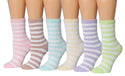 Tipi Toe Women's 6-Pairs Cozy Microfiber Anti-Skid Soft Fuzzy Crew Socks