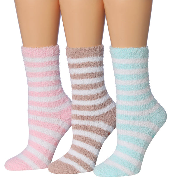 Tipi Toe Women's 3-Pairs Winter Snoflakes Anti-Skid Soft Fuzzy Crew Winter Socks