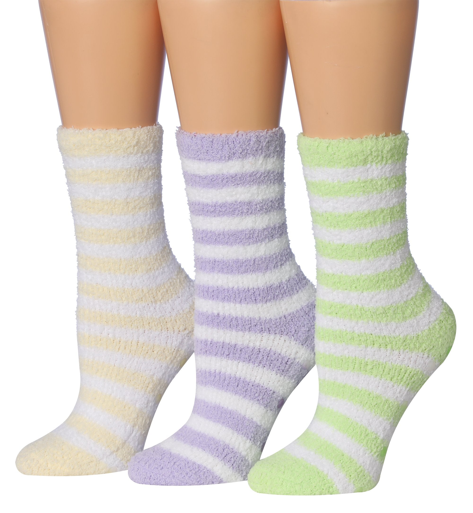 Tipi Toe Women's 3-Pairs Winter Snoflakes Anti-Skid Soft Fuzzy Crew Winter Socks