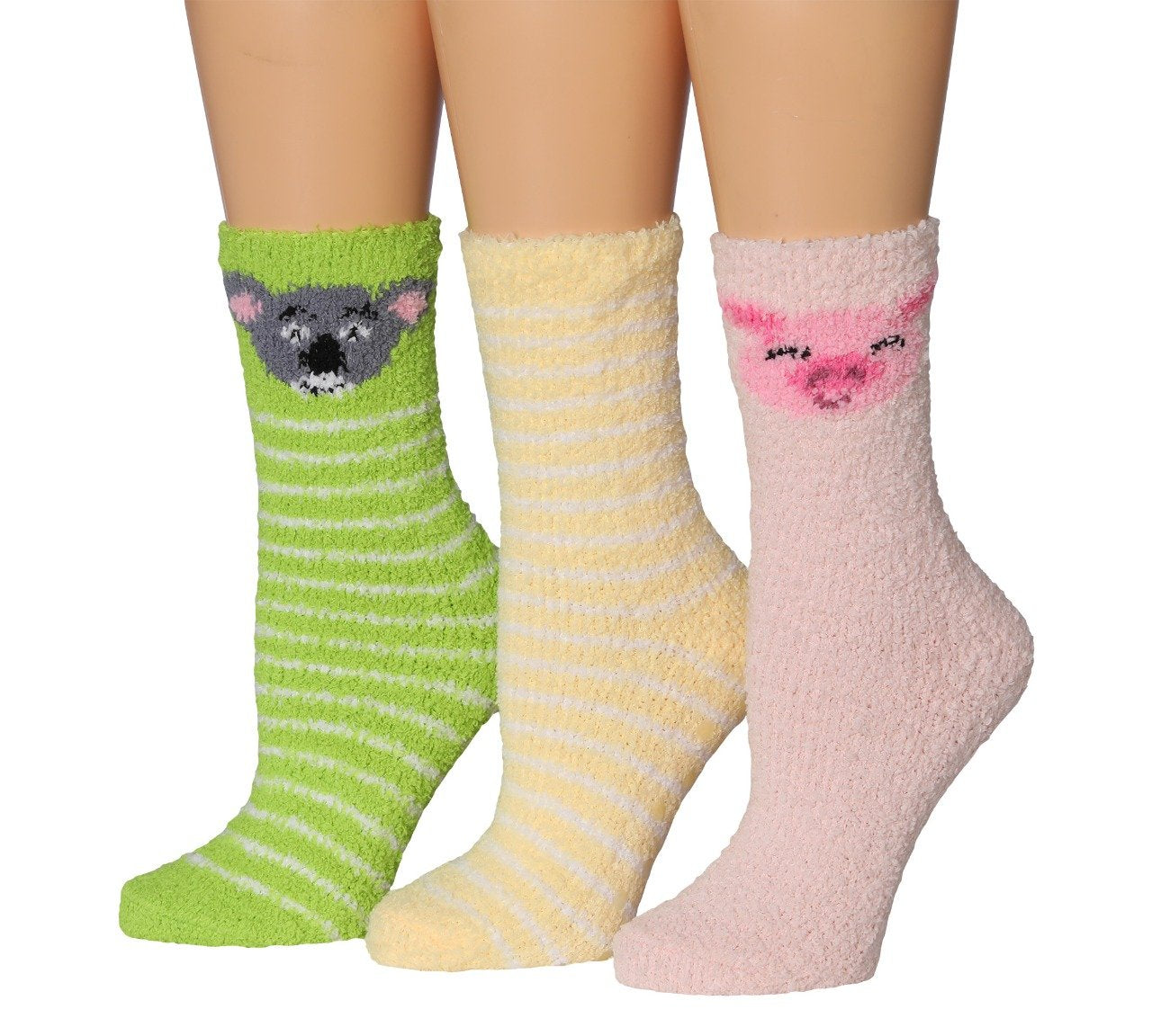 Tipi Toe Women's 3-Pairs Winter Snoflakes Anti-Skid Soft Fuzzy Crew Winter Socks