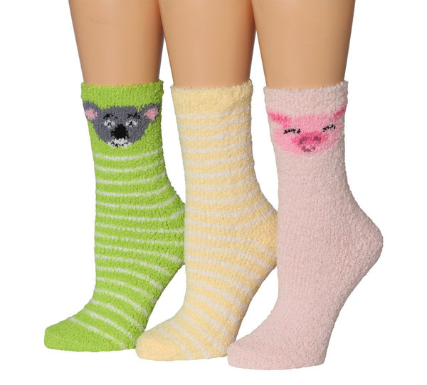 Tipi Toe Women's 3-Pairs Winter Snoflakes Anti-Skid Soft Fuzzy Crew Winter Socks