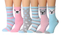 Tipi Toe Women's 6-Pairs Cozy Microfiber Anti-Skid Soft Fuzzy Crew Socks