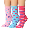 Tipi Toe Women's 3-Pairs Winter Snoflakes Anti-Skid Soft Fuzzy Crew Winter Socks