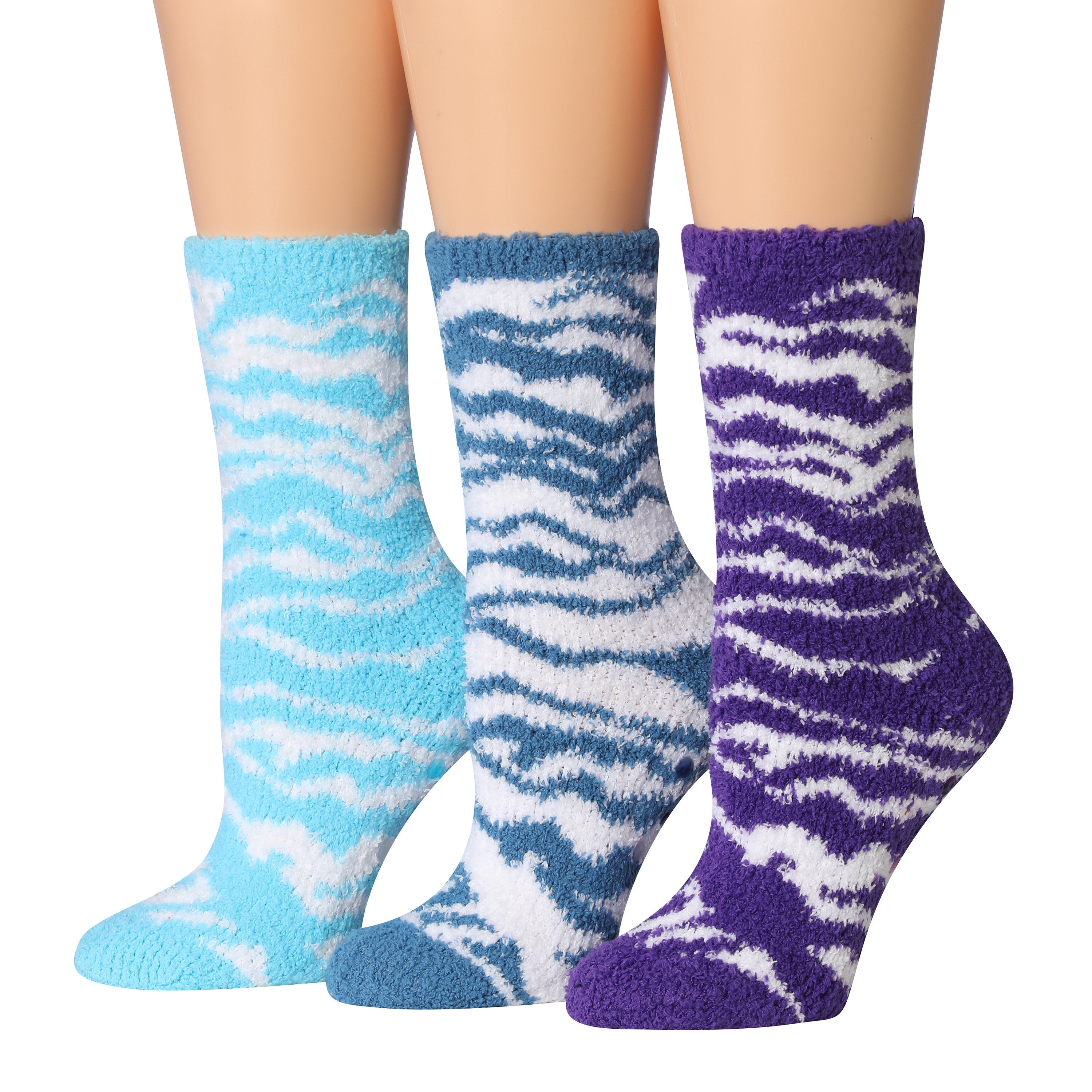 Tipi Toe Women's 3-Pairs Winter Snoflakes Anti-Skid Soft Fuzzy Crew Winter Socks