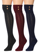 Copy of Tipi Toe Women's 3-Pairs Winter Warm Knee High / Over The Knee With Buttons Cotton-Blend Boot Socks