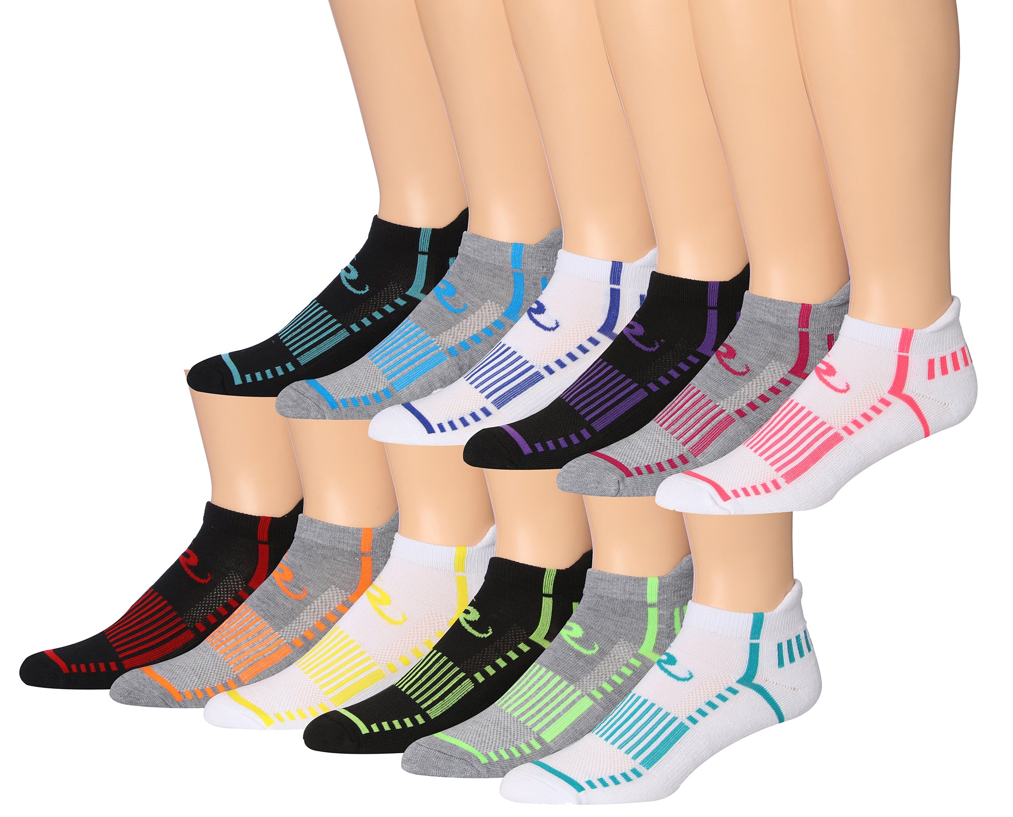 Ronnox Men's 12-Pairs Low Cut Running & Athletic Performance Socks Medium/Large MRLT02-AB