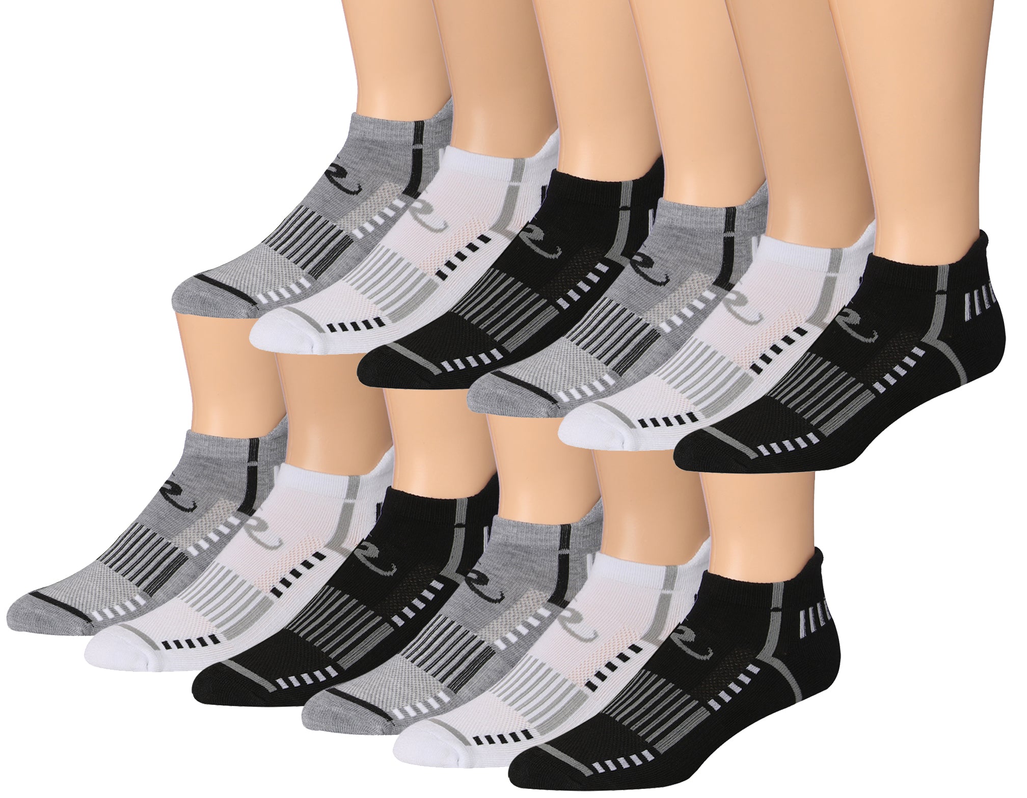 Ronnox Men's 12-Pairs Low Cut Running & Athletic Performance Socks Medium/Large MRLT02-AB