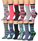 Tipi Toe Women's 12 Pairs Colorful Patterned Crew Socks (WC14C-AB)