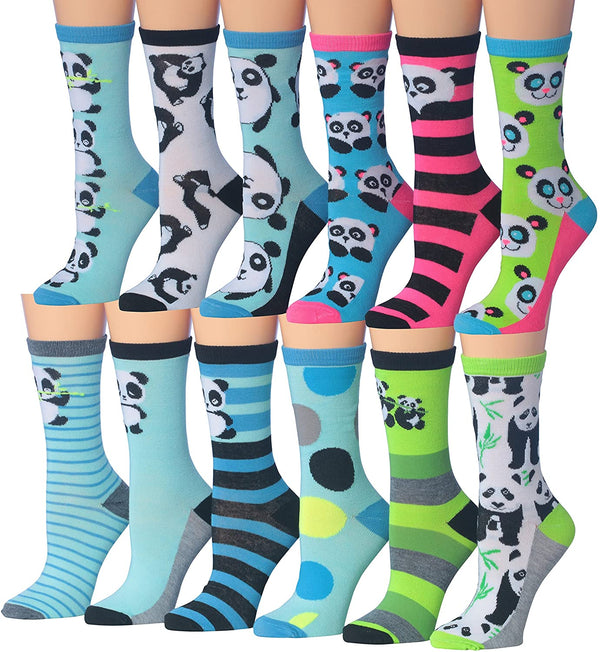 Tipi Toe Women's 12-Pairs Fashion Crew Novelty Cat Socks