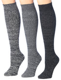 Tipi Toe Women's 3 Pairs Ragg Marled Ribbed over the calf/knee high Wool-Blend Boot Socks