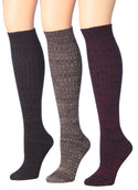 Tipi Toe Women's 3 Pairs Ragg Marled Ribbed over the calf/knee high Wool-Blend Boot Socks